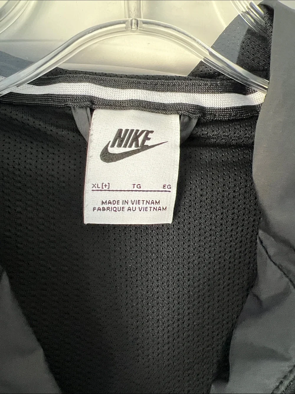 Nike Kids/ Women’s Black Hooded Windbreaker with White Logo